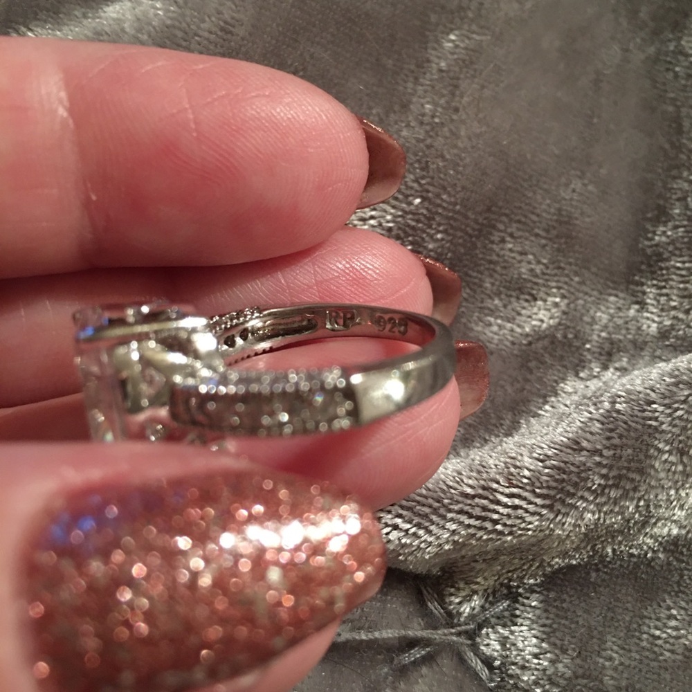 Sterling Silver Simulated Oval Solitaire Ring 6 - image 7